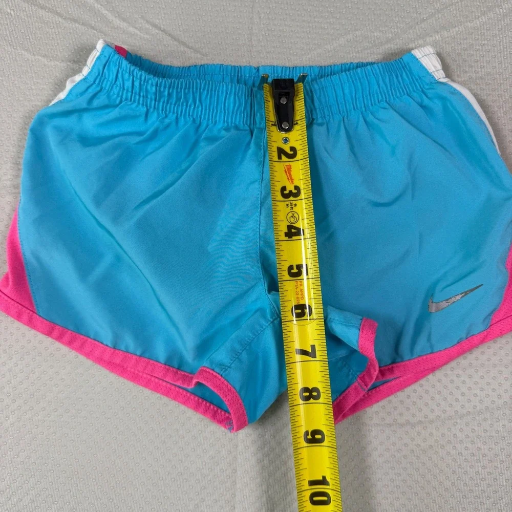 Nike Girls Size 6 Dri-Fit Blue Pink Tempo Athletic Running Shorts Brief Liner